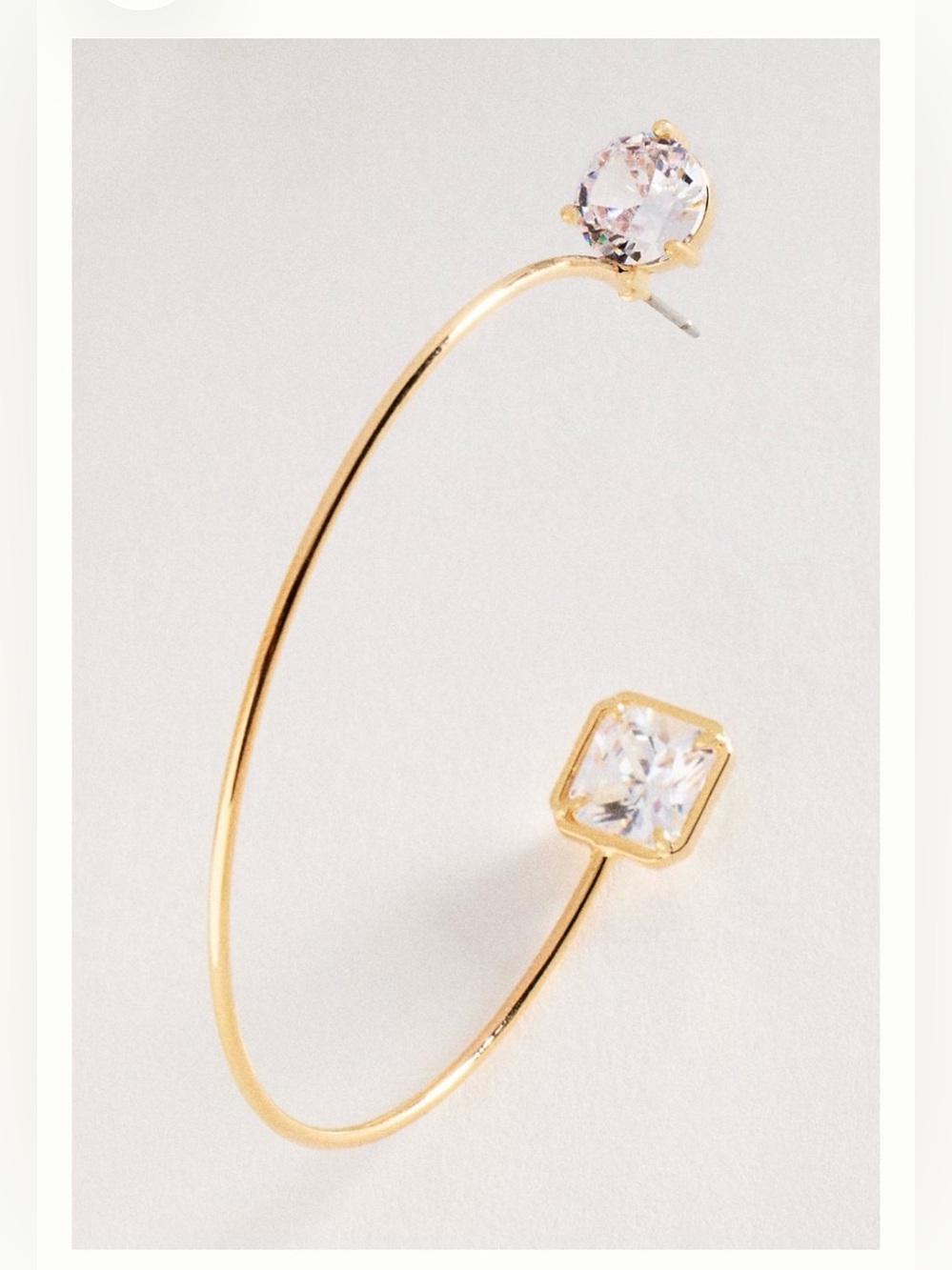Anthropologie Double Crystal Hoop Earrings Gold CZ Statement 2.5” NWT